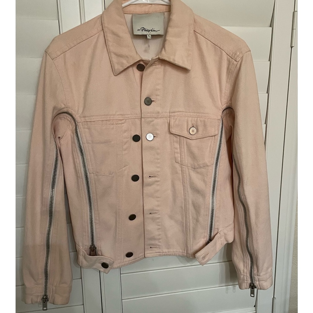 Phillip Lim 3.1 Pink Denim Jacket with Zipper Details